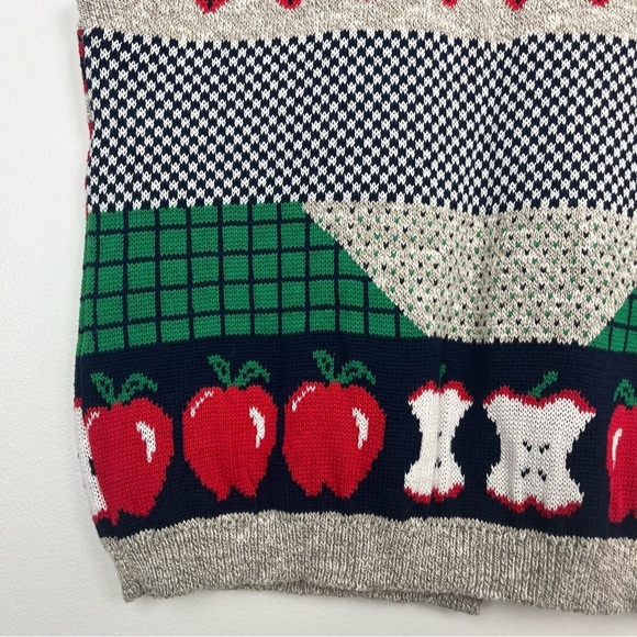 VINTAGE Sweater Loft Americana Intarsia Knit Teacher Vest Small Petite - Picture 12 of 13